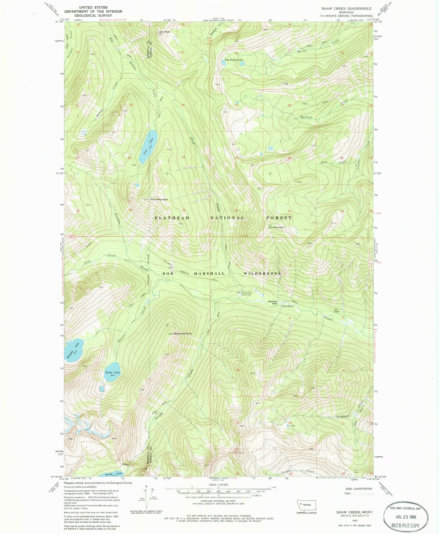 Classic USGS Shaw Creek Montana 7.5'x7.5' Topo Map Image