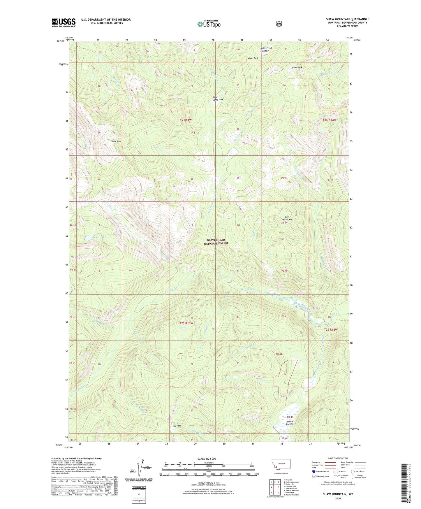 Shaw Mountain Montana US Topo Map Image