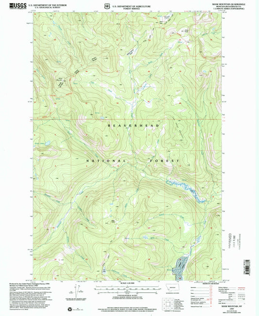 Classic USGS Shaw Mountain Montana 7.5'x7.5' Topo Map Image