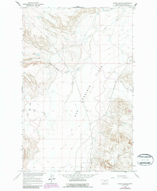 Classic USGS Sheep Coulee Montana 7.5'x7.5' Topo Map Image