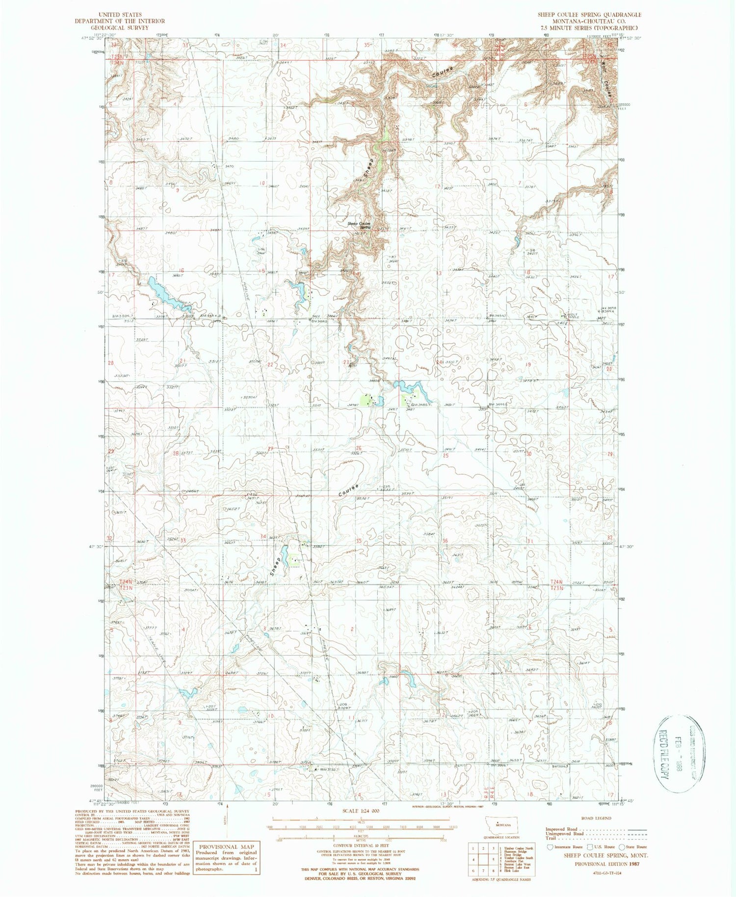 Classic USGS Sheep Coulee Spring Montana 7.5'x7.5' Topo Map Image