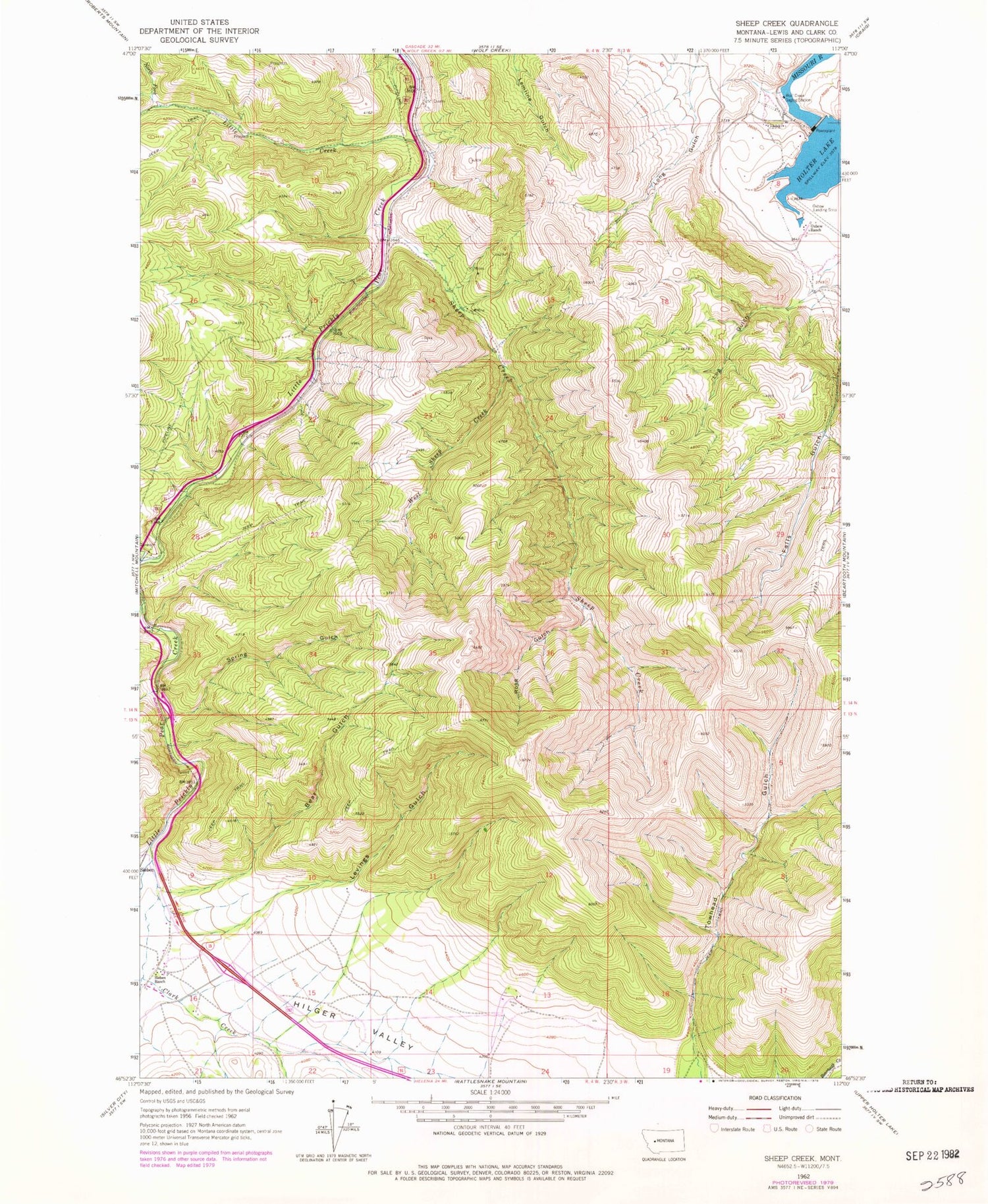 Classic USGS Sheep Creek Montana 7.5'x7.5' Topo Map Image