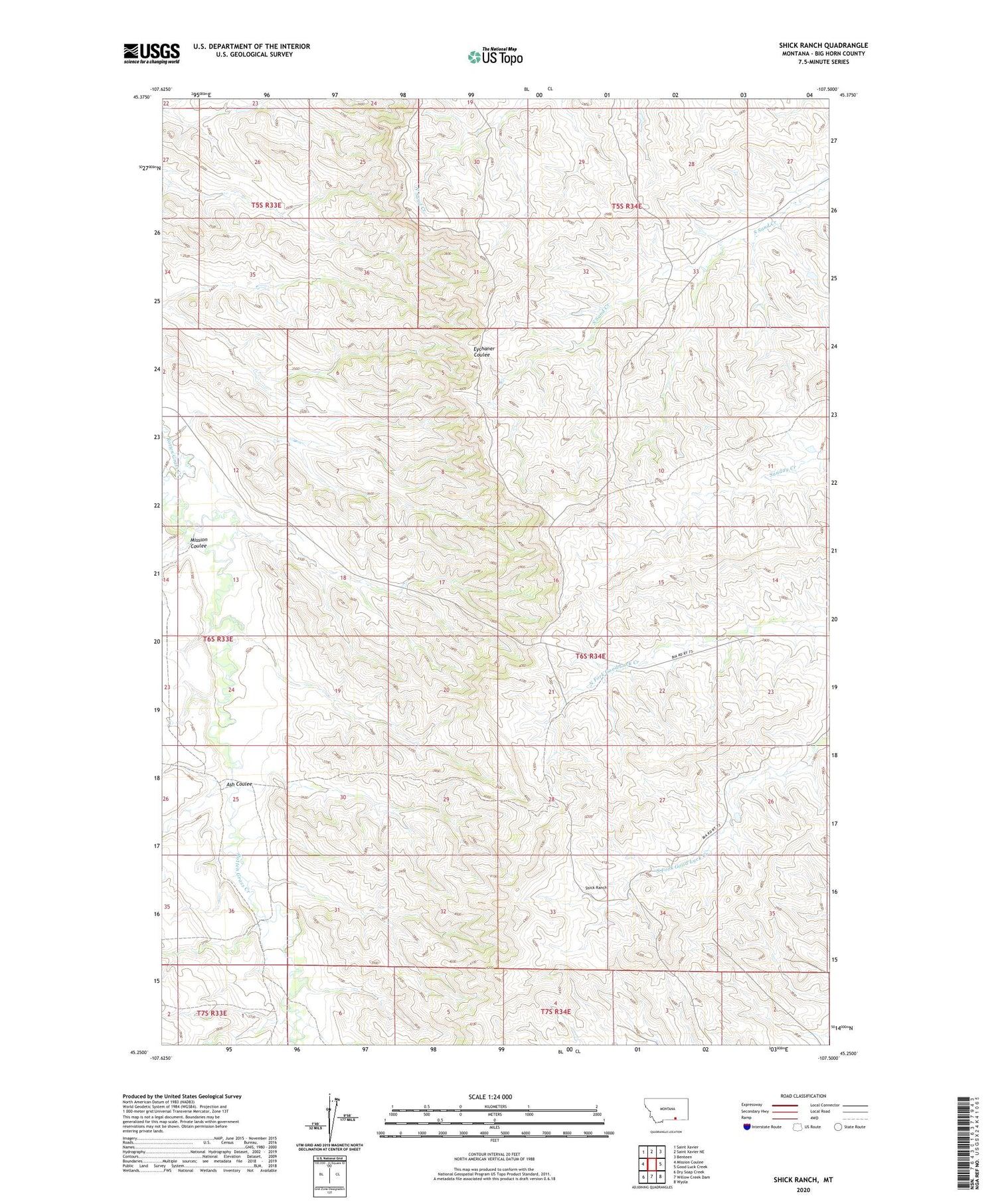 Shick Ranch Montana US Topo Map Image