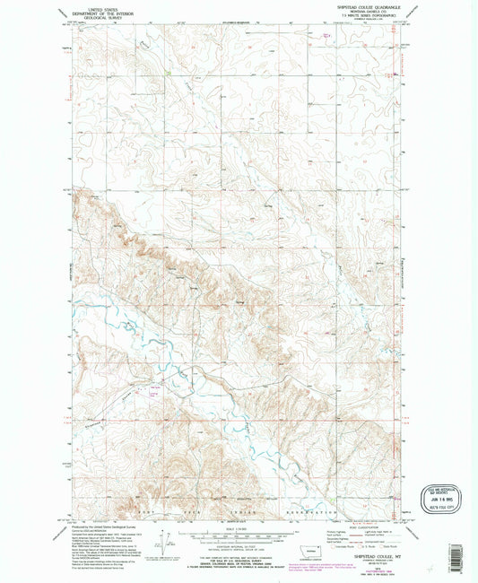 Classic USGS Shipstead Coulee Montana 7.5'x7.5' Topo Map Image
