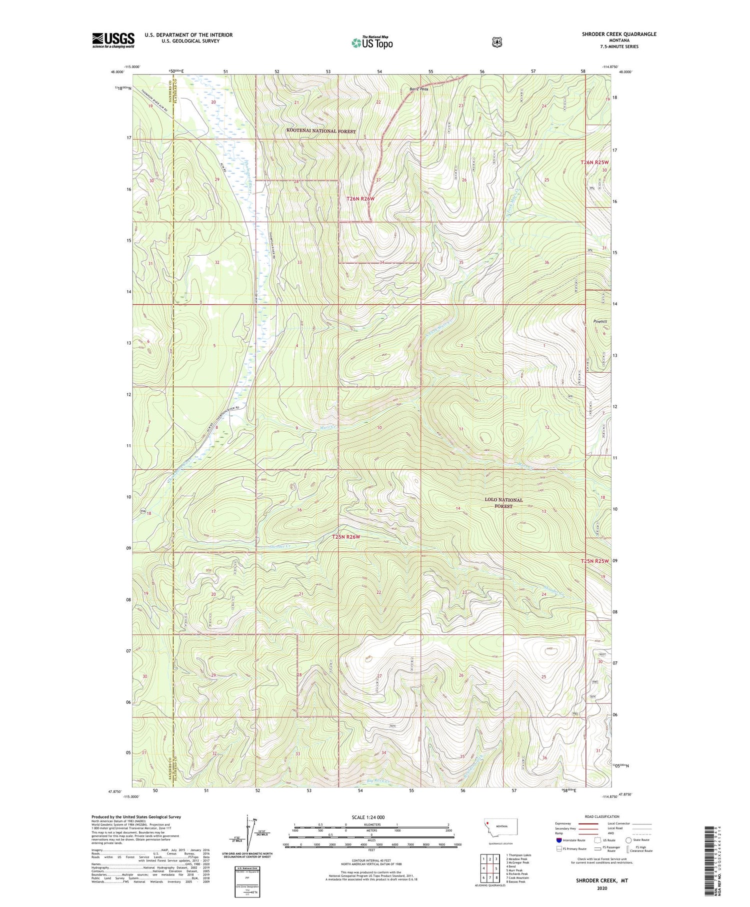 Shroder Creek Montana US Topo Map Image