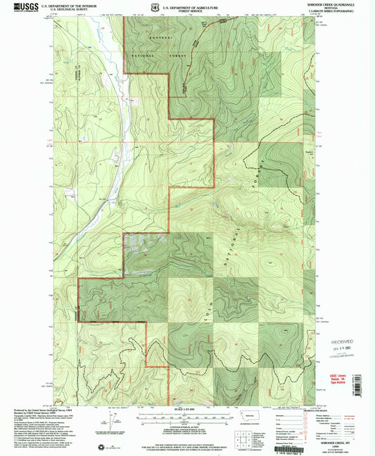 Classic USGS Shroder Creek Montana 7.5'x7.5' Topo Map Image