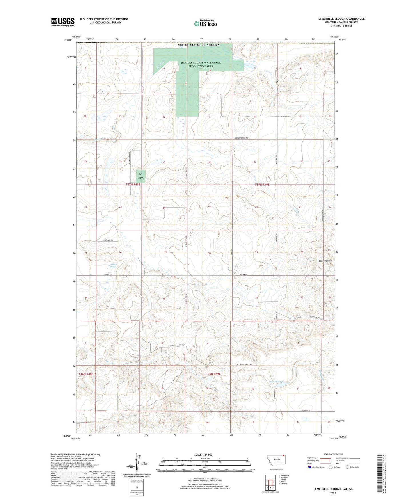 Si Merrell Slough Montana US Topo Map Image