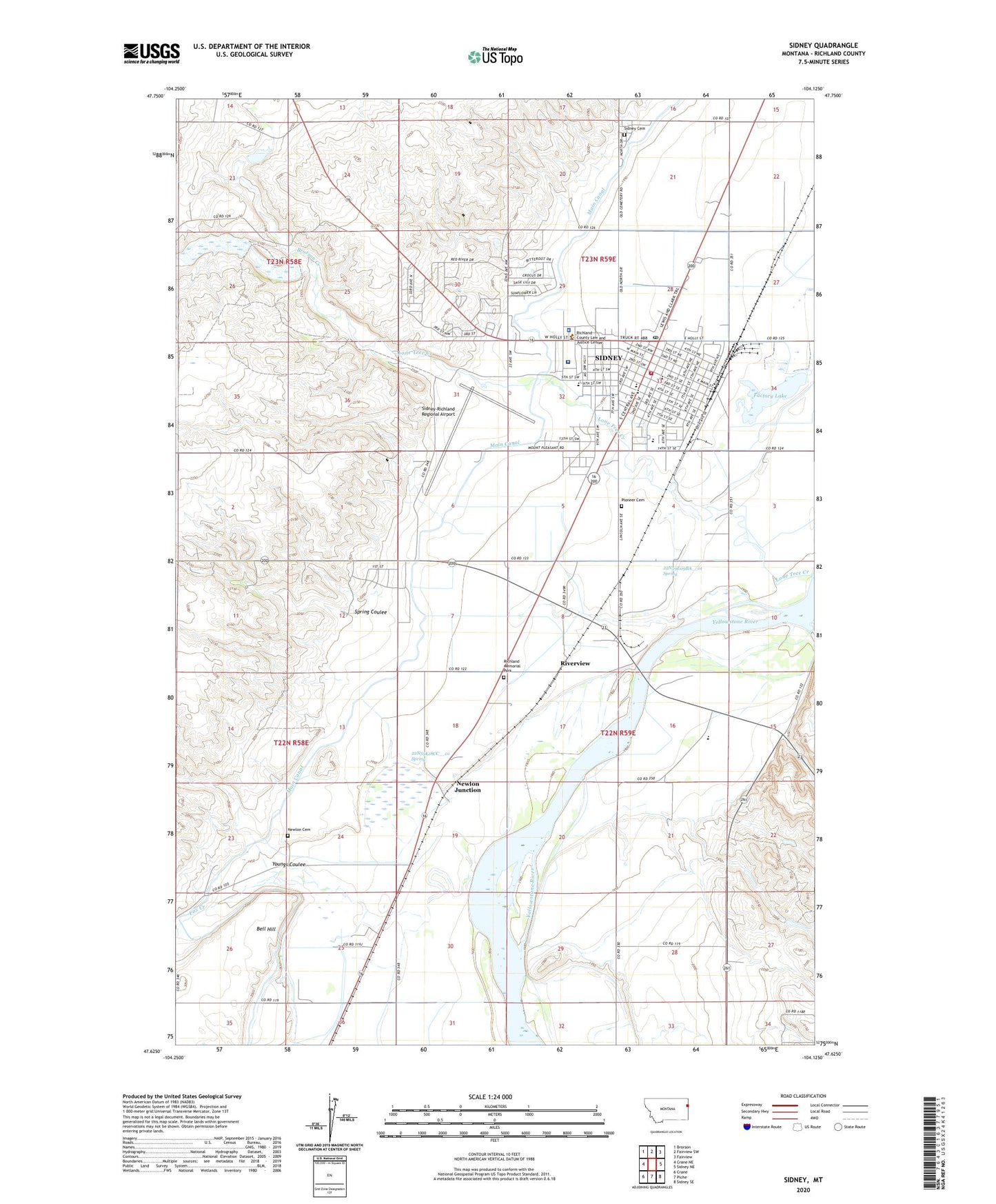 Sidney Montana US Topo Map Image