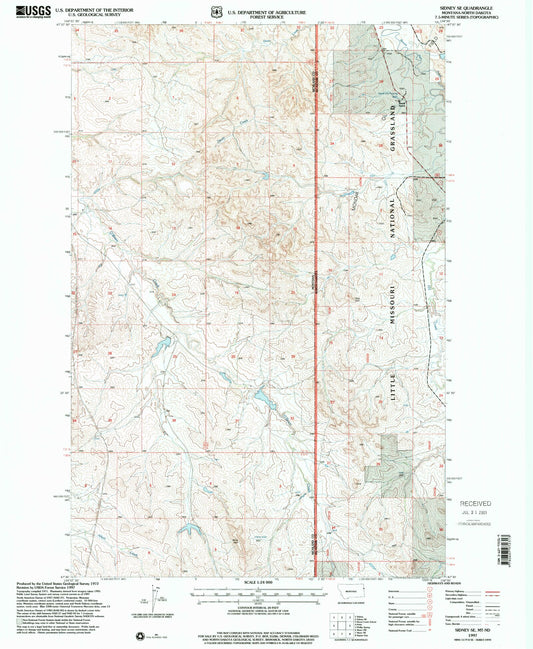 Classic USGS Sidney SE Montana 7.5'x7.5' Topo Map Image