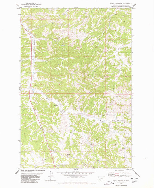Classic USGS Signal Mountain Montana 7.5'x7.5' Topo Map Image
