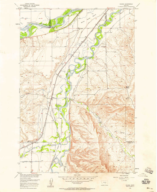 Classic USGS Silesia Montana 7.5'x7.5' Topo Map Image