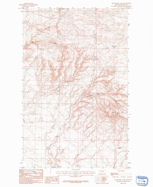 Classic USGS Silver Bow Lake Montana 7.5'x7.5' Topo Map Image