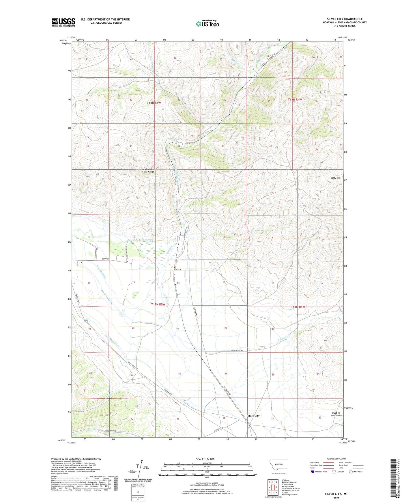 Silver City Montana US Topo Map Image