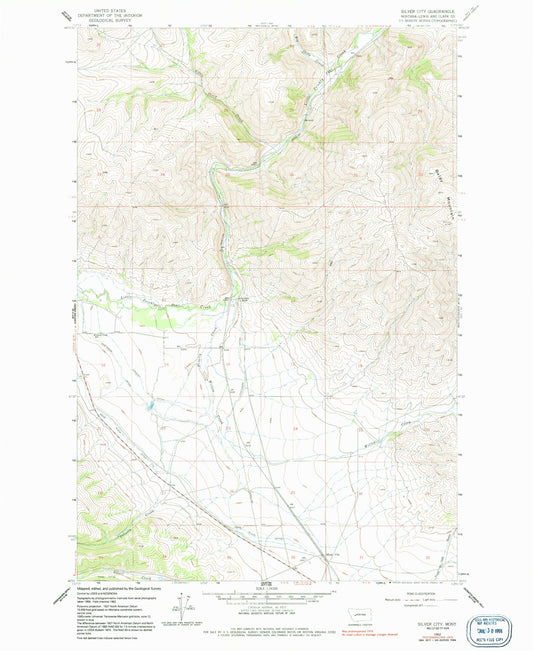 Classic USGS Silver City Montana 7.5'x7.5' Topo Map Image