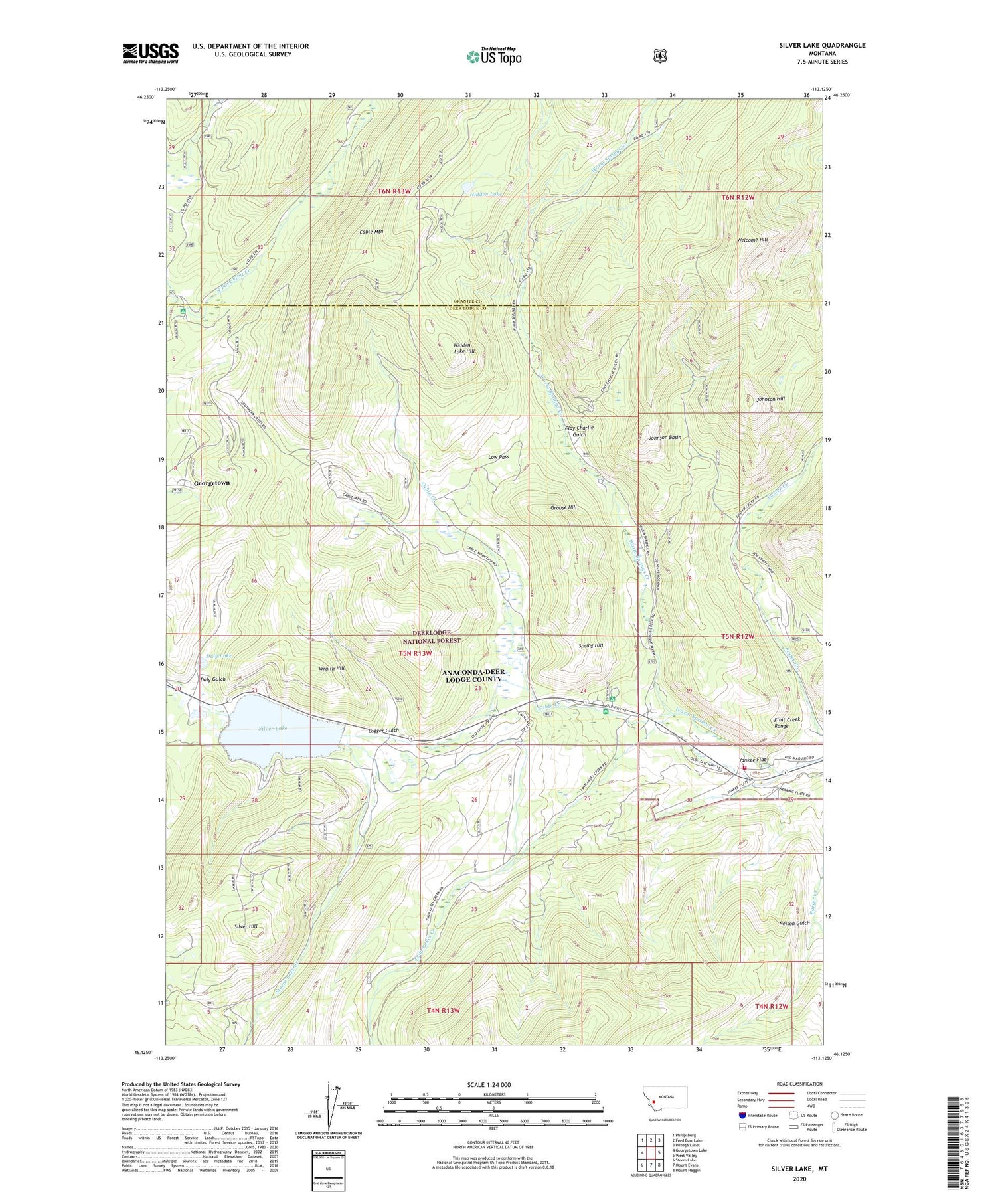 Silver Lake Montana US Topo Map Image