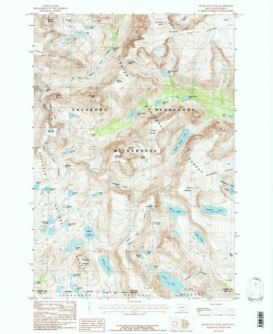 USGS Classic Silver Run Peak Montana 7.5'x7.5' Topo Map Image