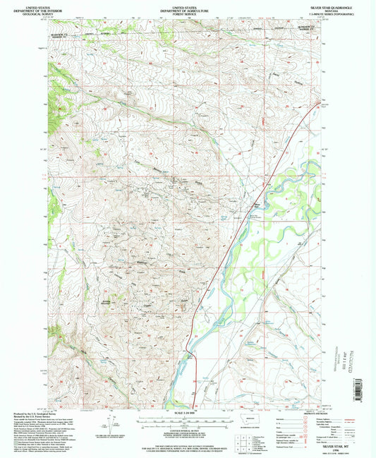 Classic USGS Silver Star Montana 7.5'x7.5' Topo Map Image