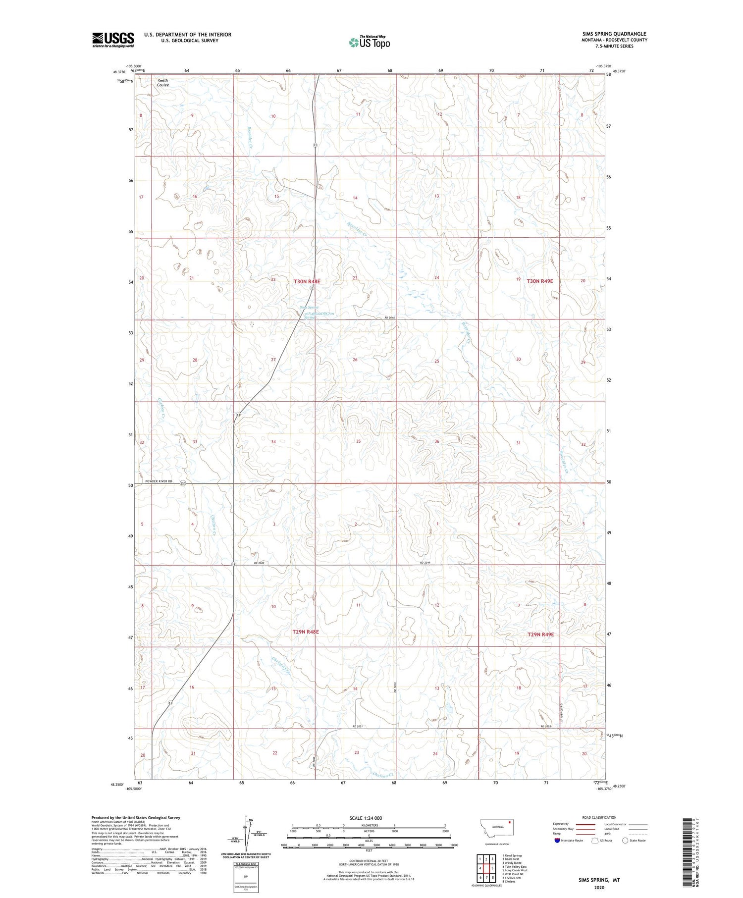 Sims Spring Montana US Topo Map Image