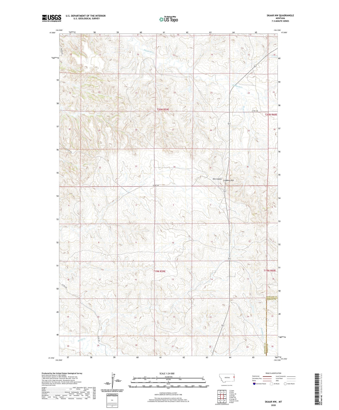 Skaar NW Montana US Topo Map Image