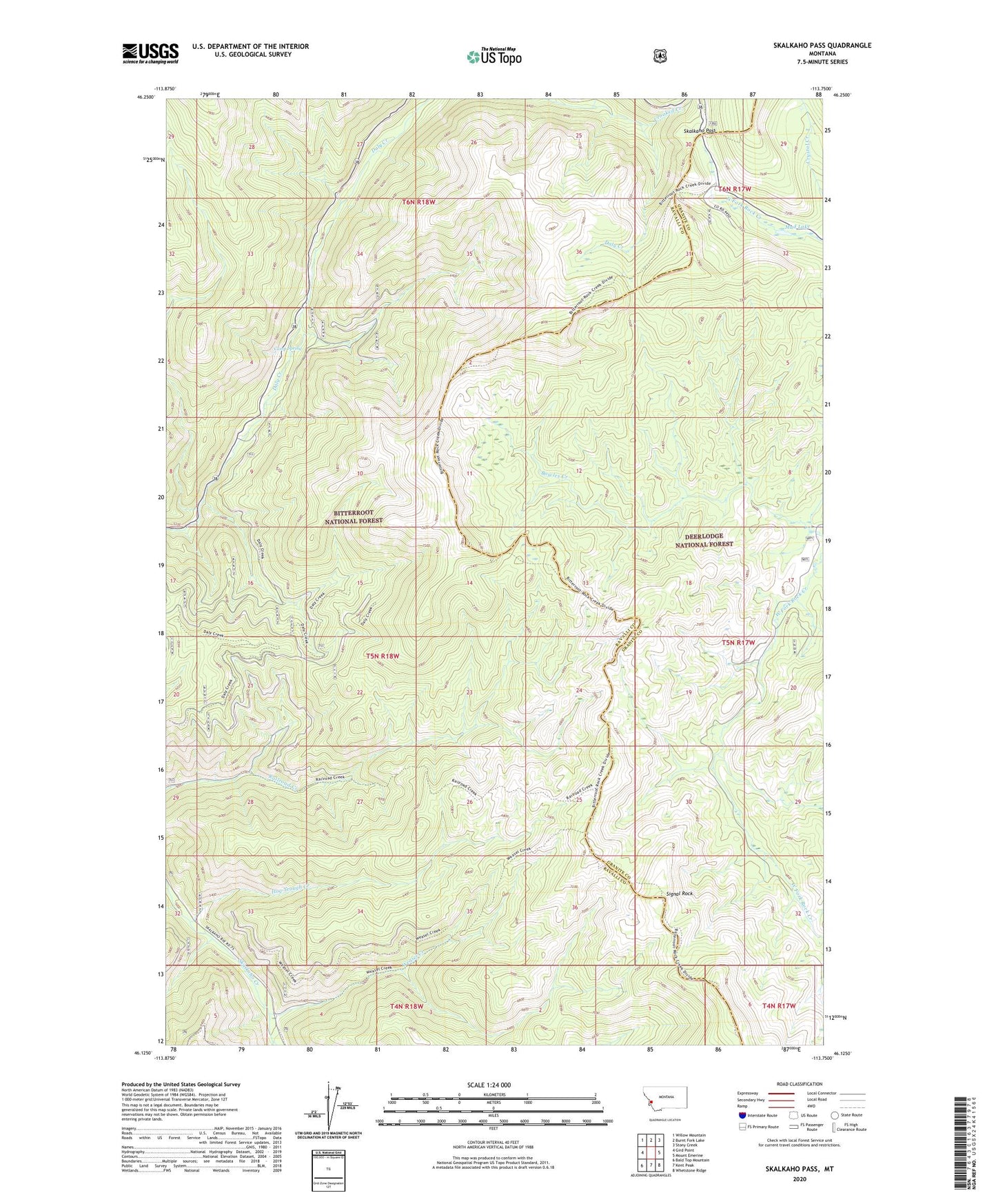Skalkaho Pass Montana US Topo Map Image