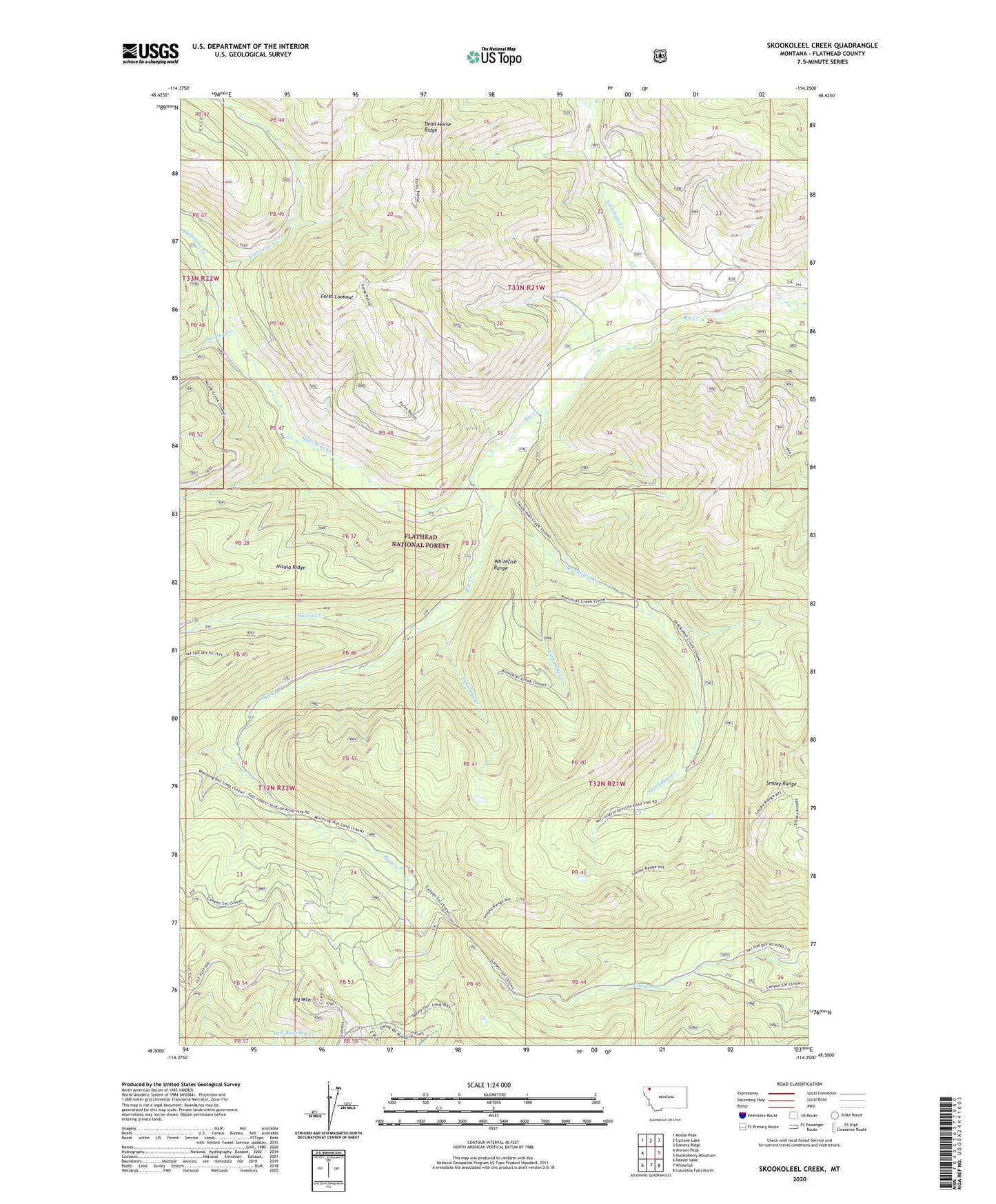 Skookoleel Creek Montana US Topo Map Image