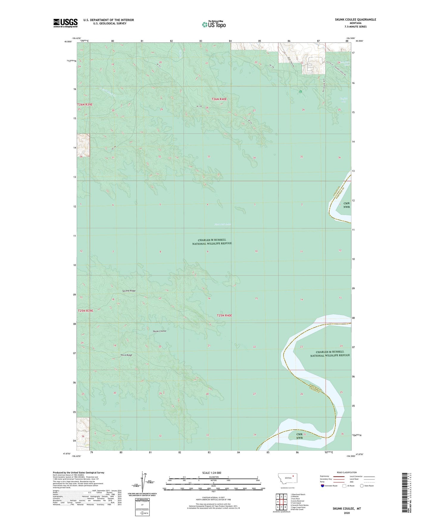 Skunk Coulee Montana US Topo Map Image
