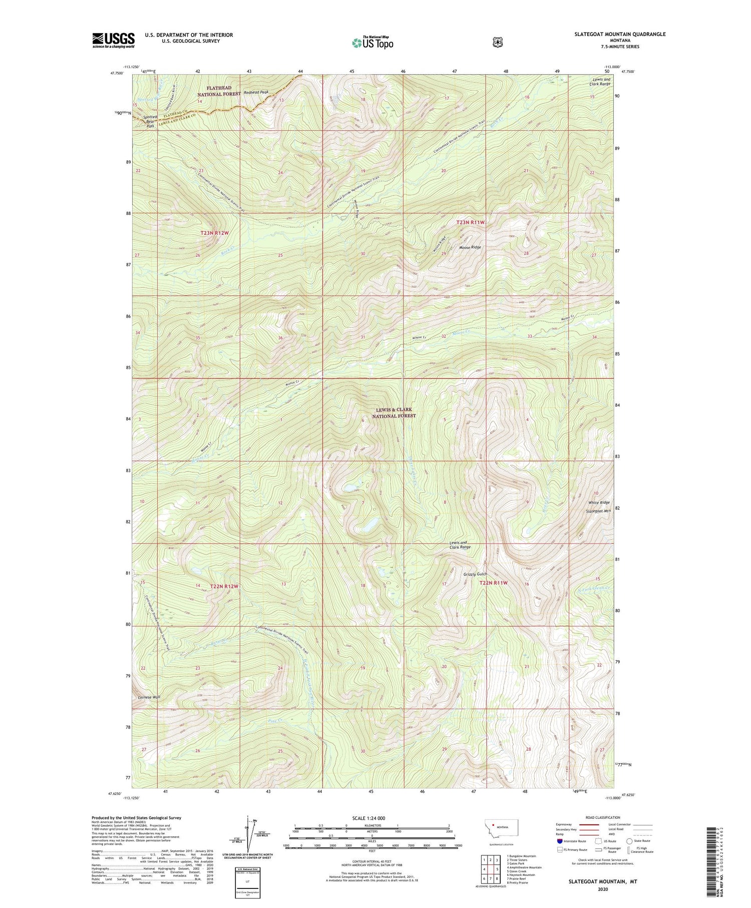 Slategoat Mountain Montana US Topo Map Image