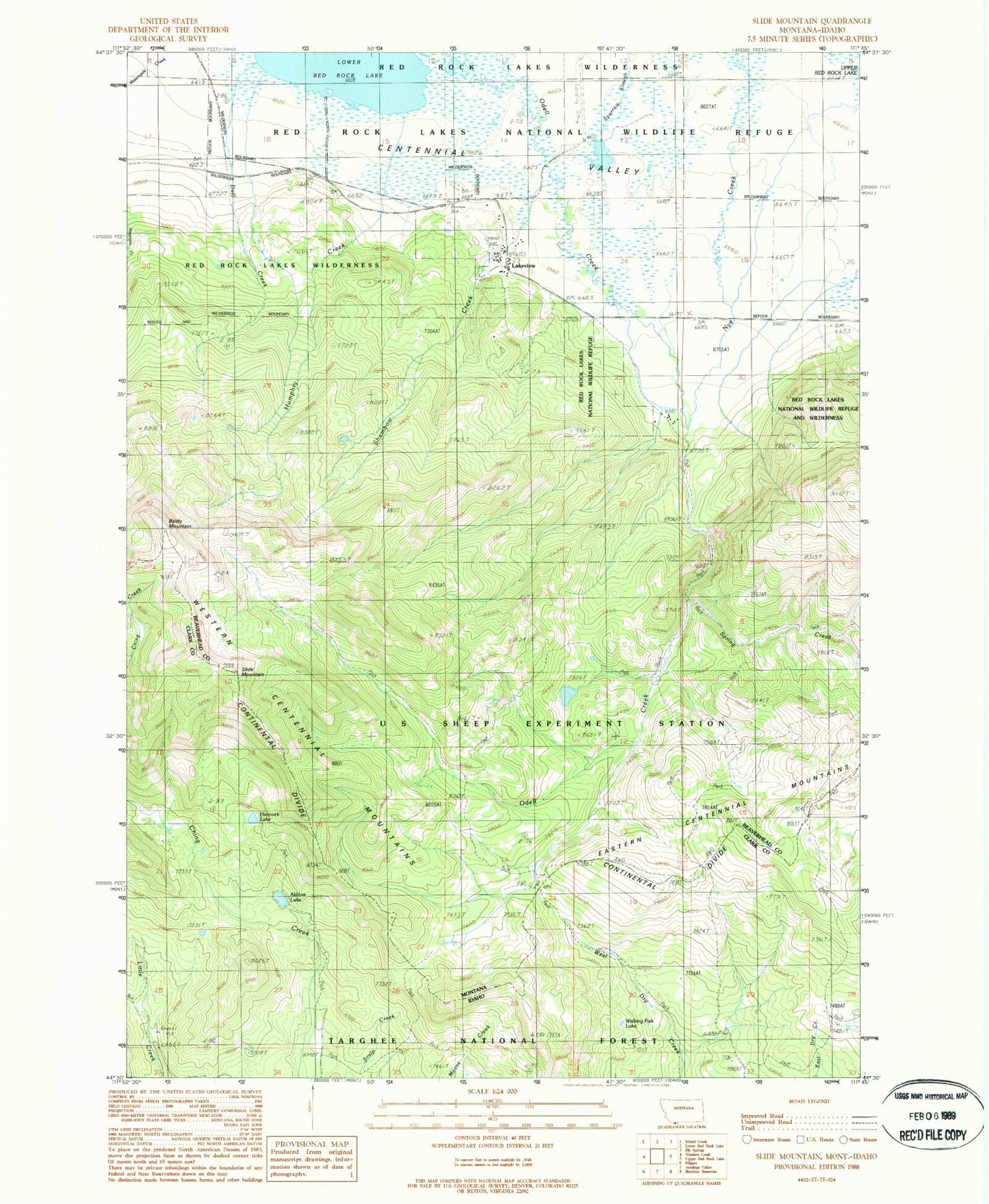 Classic USGS Slide Mountain Montana 7.5'x7.5' Topo Map Image