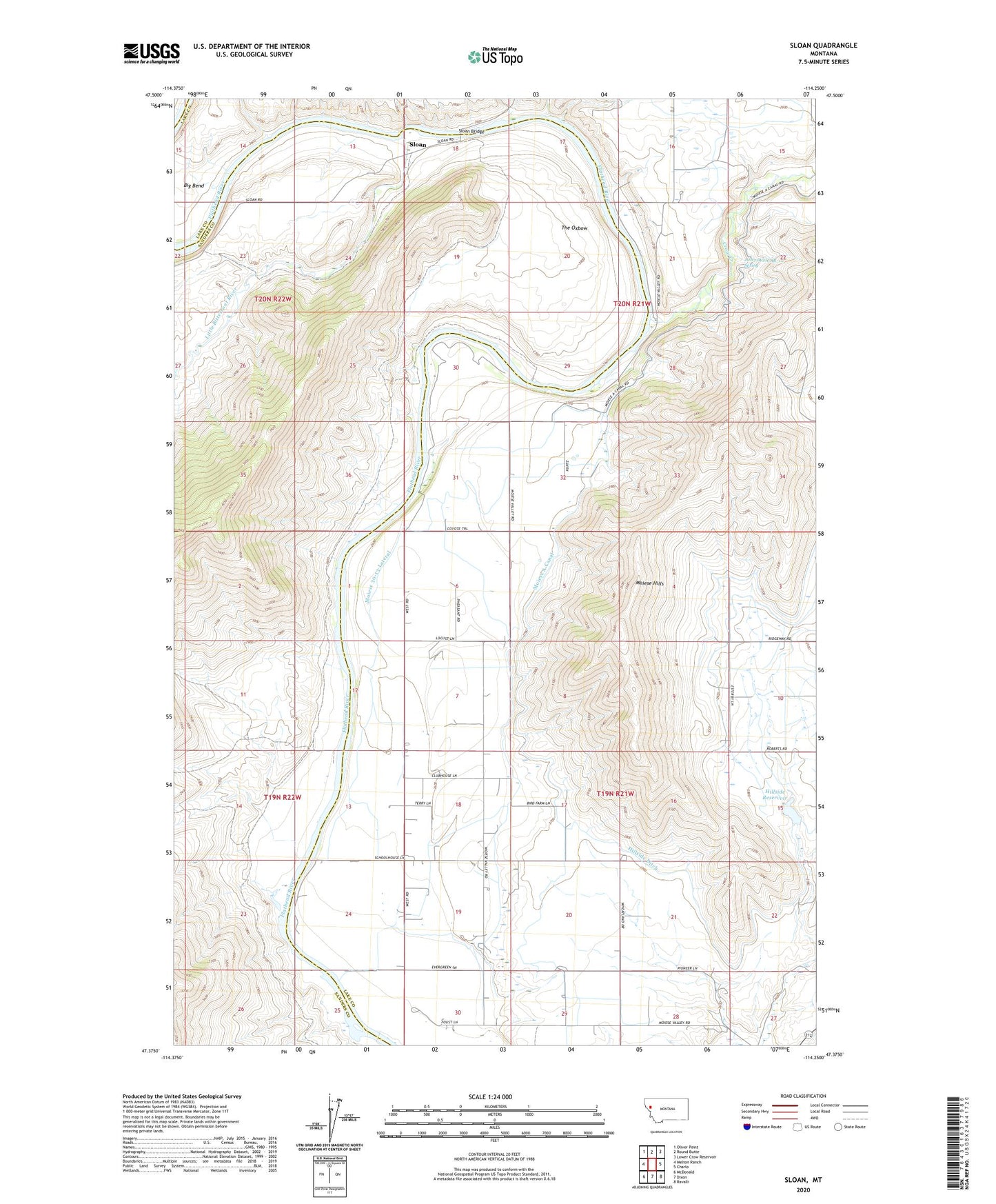 Sloan Montana US Topo Map Image