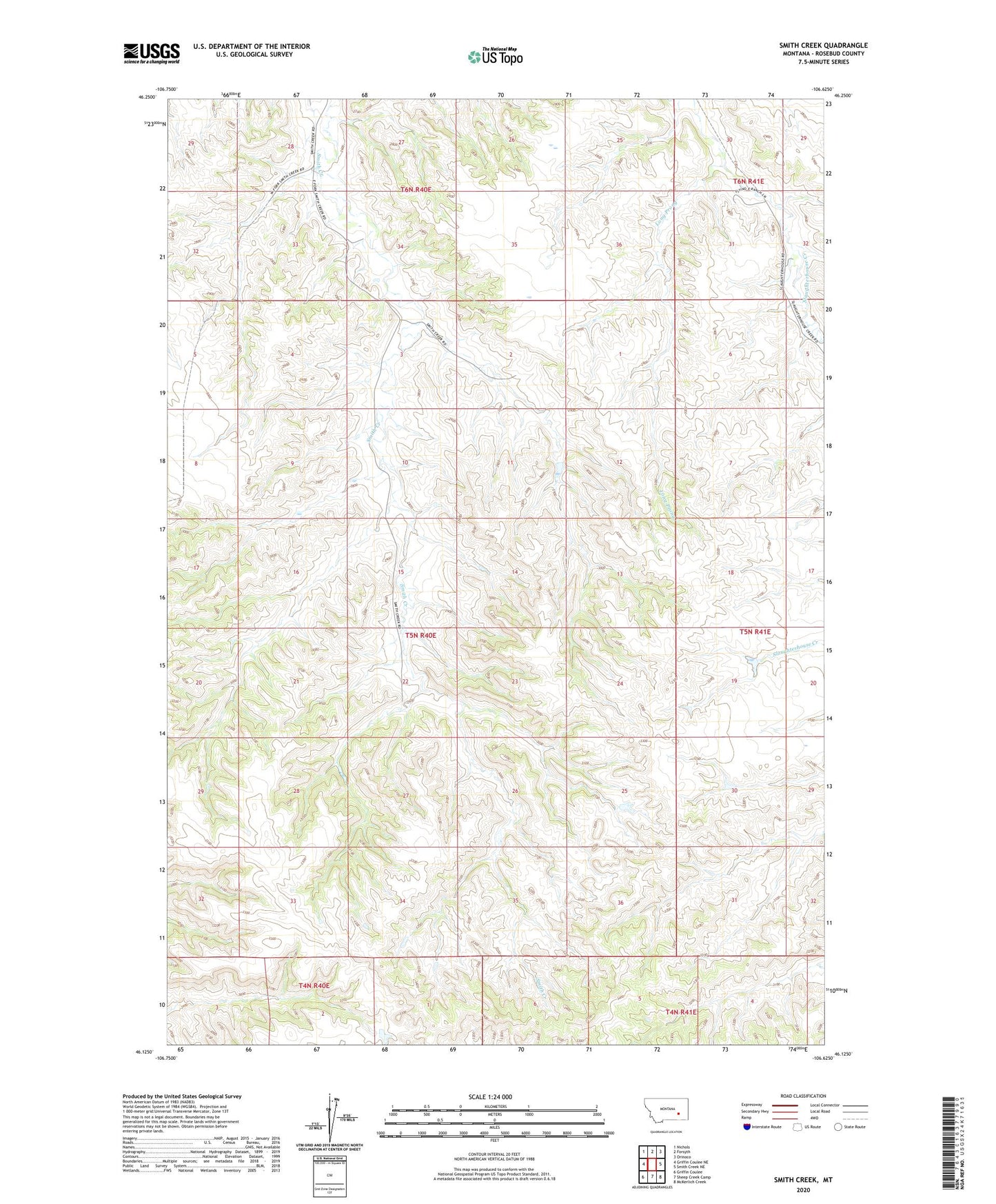 Smith Creek Montana US Topo Map Image