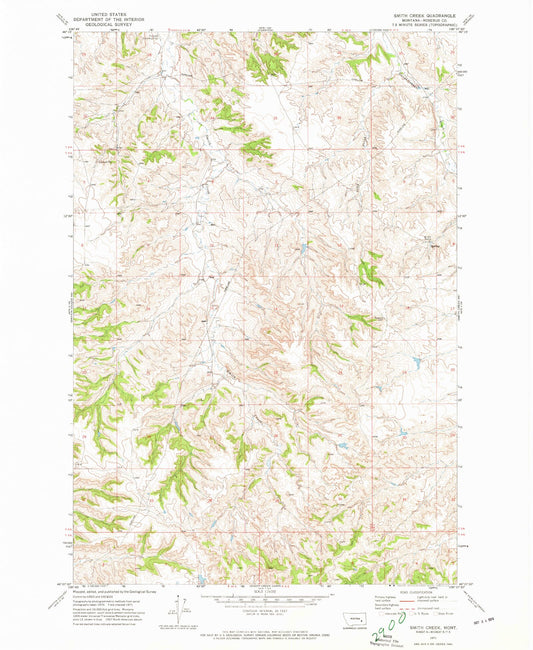 Classic USGS Smith Creek Montana 7.5'x7.5' Topo Map Image
