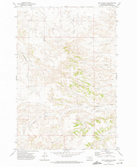 Classic USGS Smith Creek NE Montana 7.5'x7.5' Topo Map Image