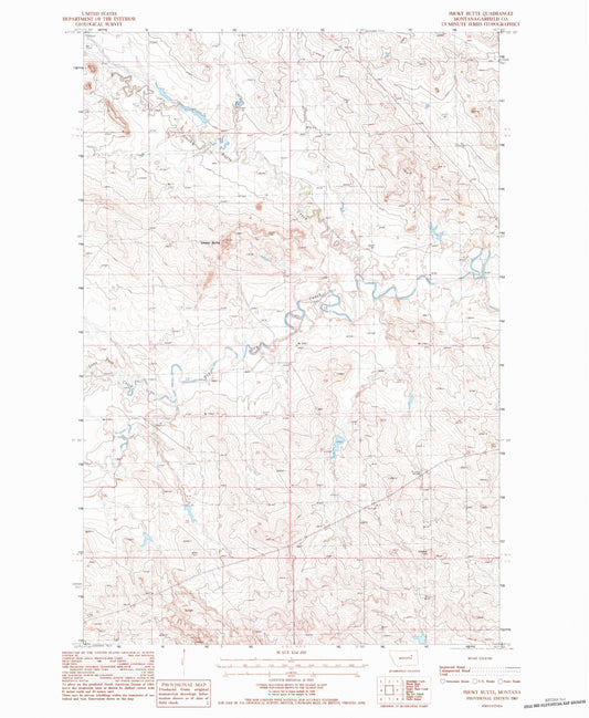 Classic USGS Smoky Butte Montana 7.5'x7.5' Topo Map Image