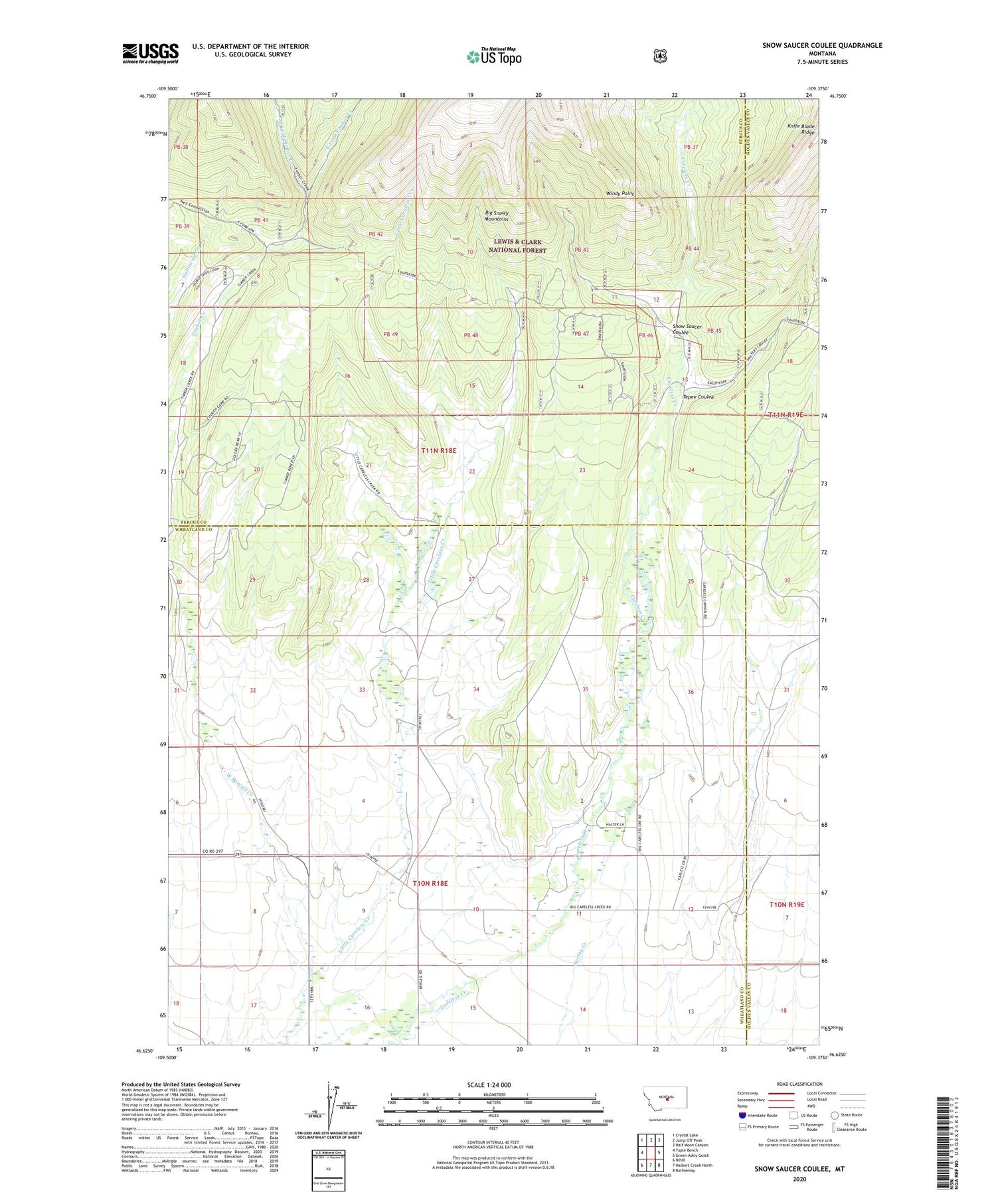 Snow Saucer Coulee Montana US Topo Map Image