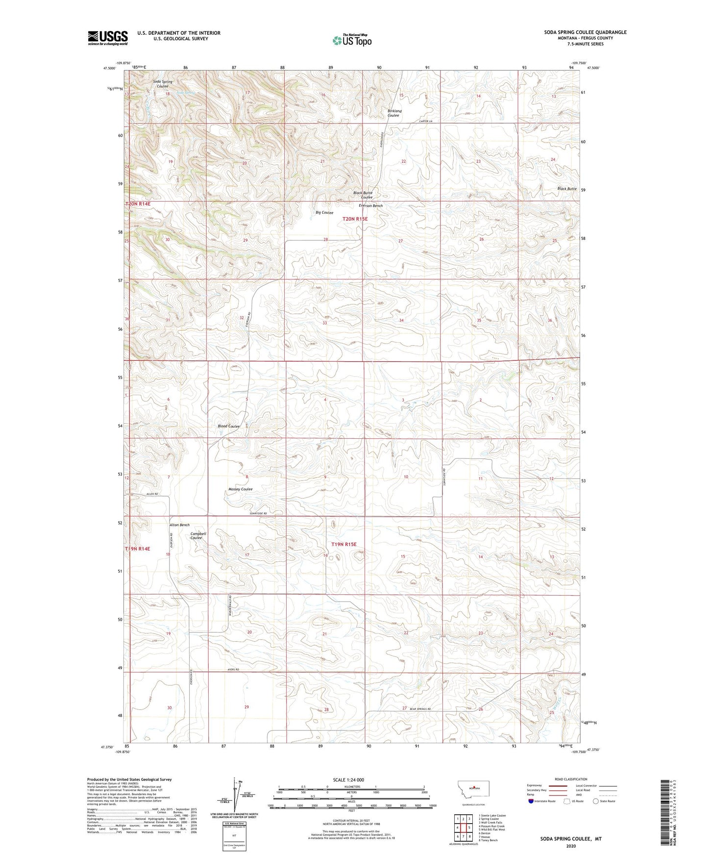 Soda Spring Coulee Montana US Topo Map Image