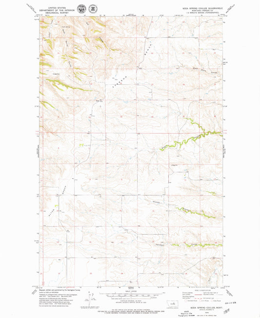 Classic USGS Soda Spring Coulee Montana 7.5'x7.5' Topo Map Image