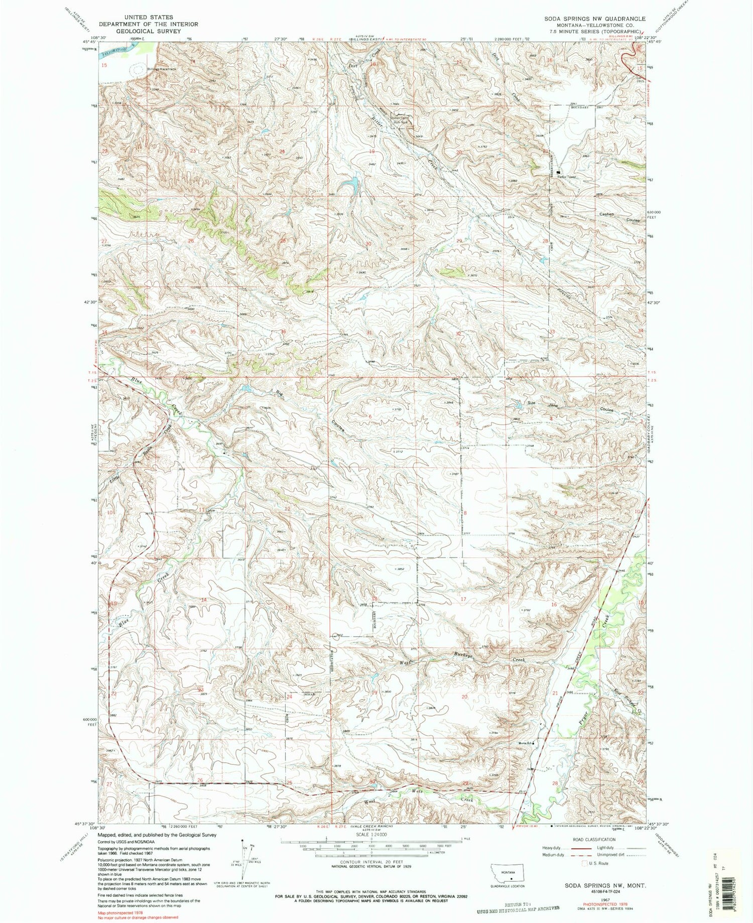 Classic USGS Soda Springs NW Montana 7.5'x7.5' Topo Map Image