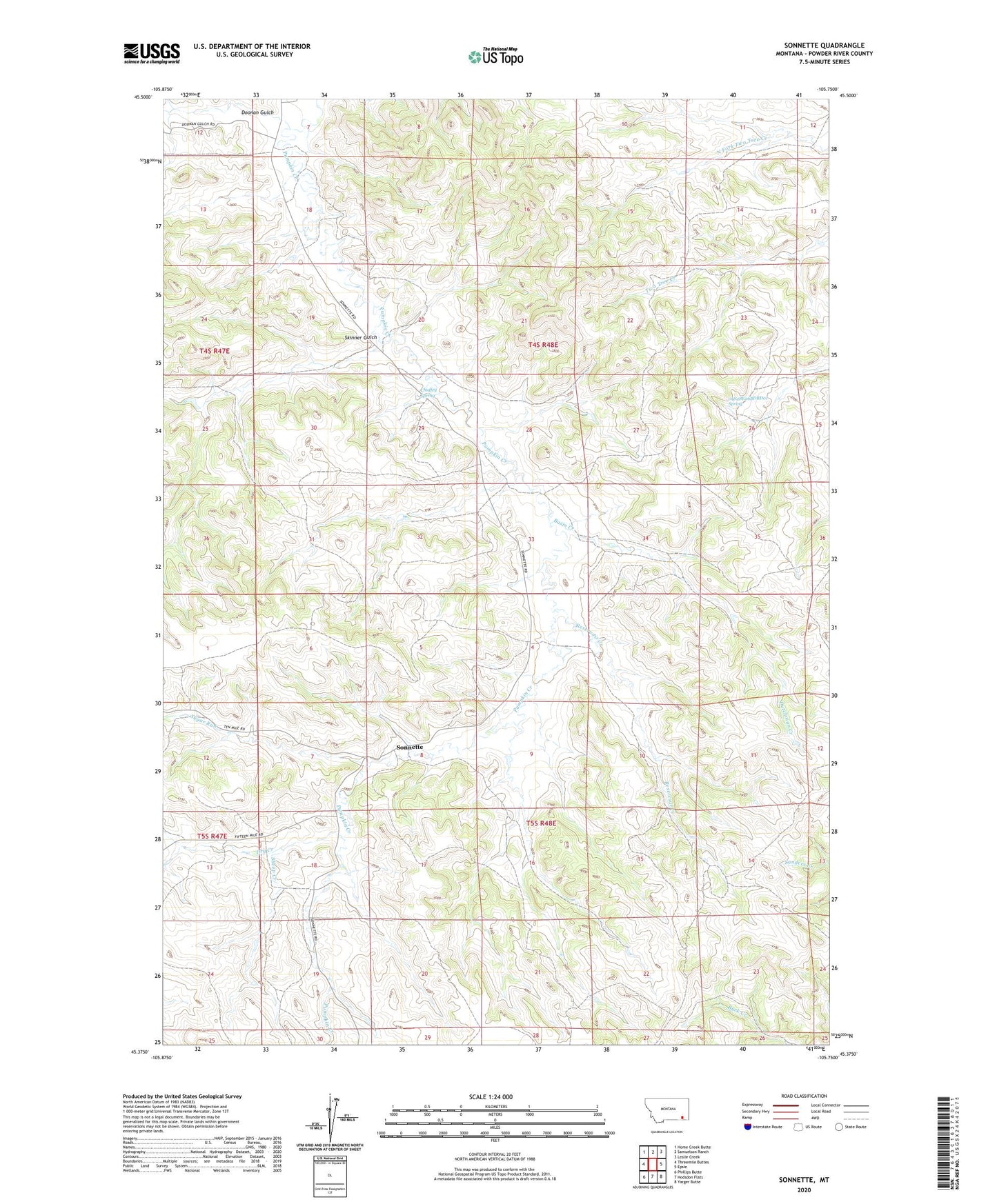 Sonnette Montana US Topo Map Image