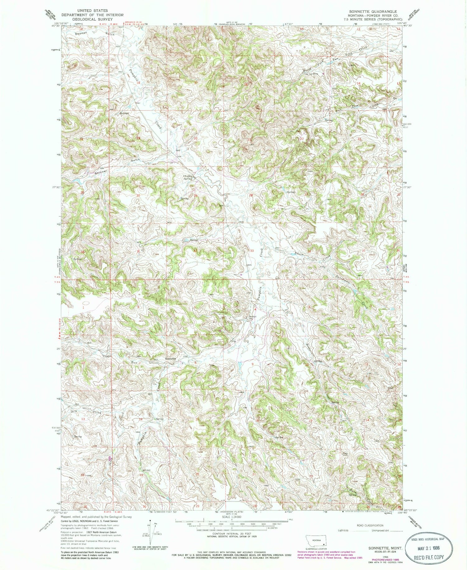 Classic USGS Sonnette Montana 7.5'x7.5' Topo Map Image