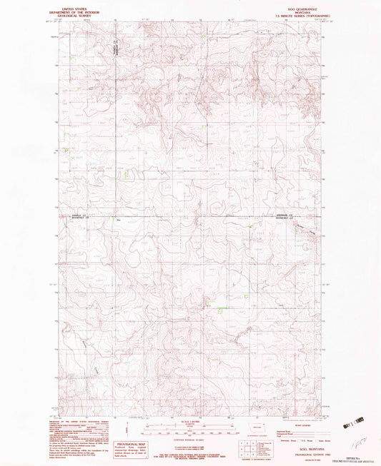 Classic USGS Soo Montana 7.5'x7.5' Topo Map Image