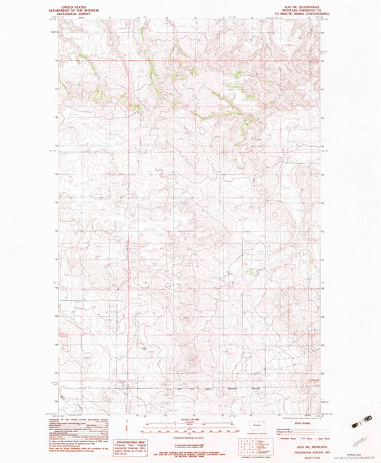 Classic USGS Soo NE Montana 7.5'x7.5' Topo Map Image