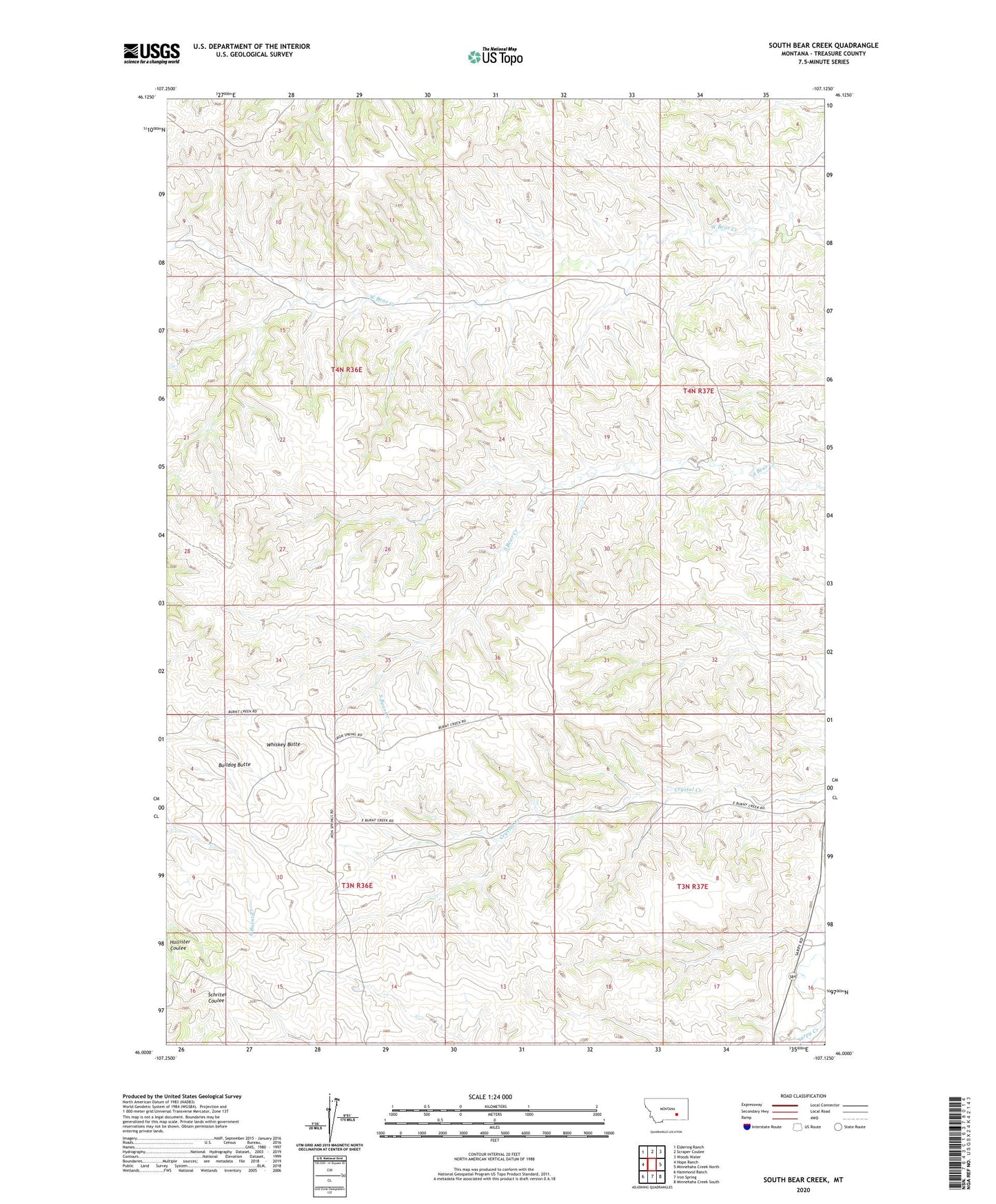 South Bear Creek Montana US Topo Map Image