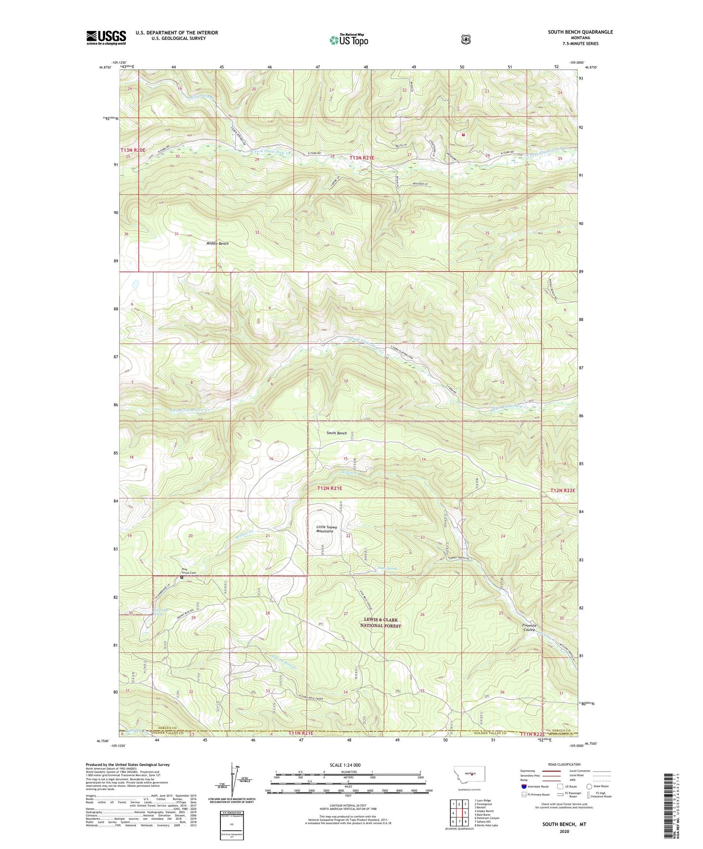 South Bench Montana US Topo Map Image