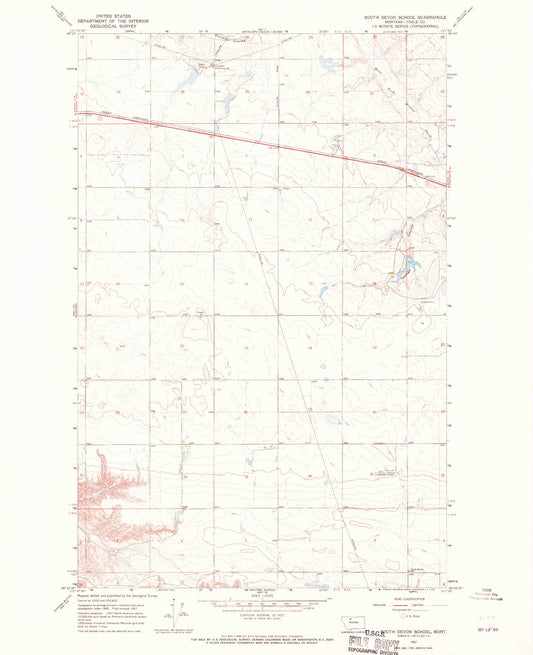 Classic USGS South Devon School Montana 7.5'x7.5' Topo Map Image