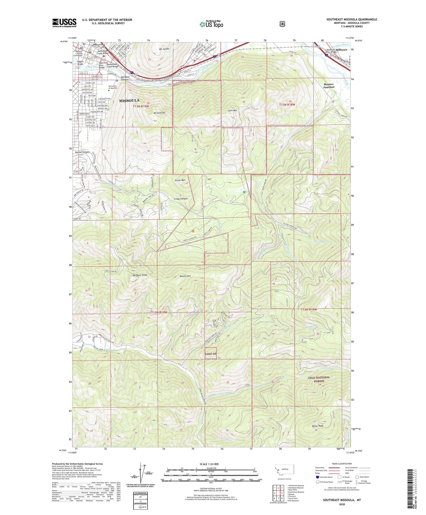 Southeast Missoula Montana US Topo Map Image