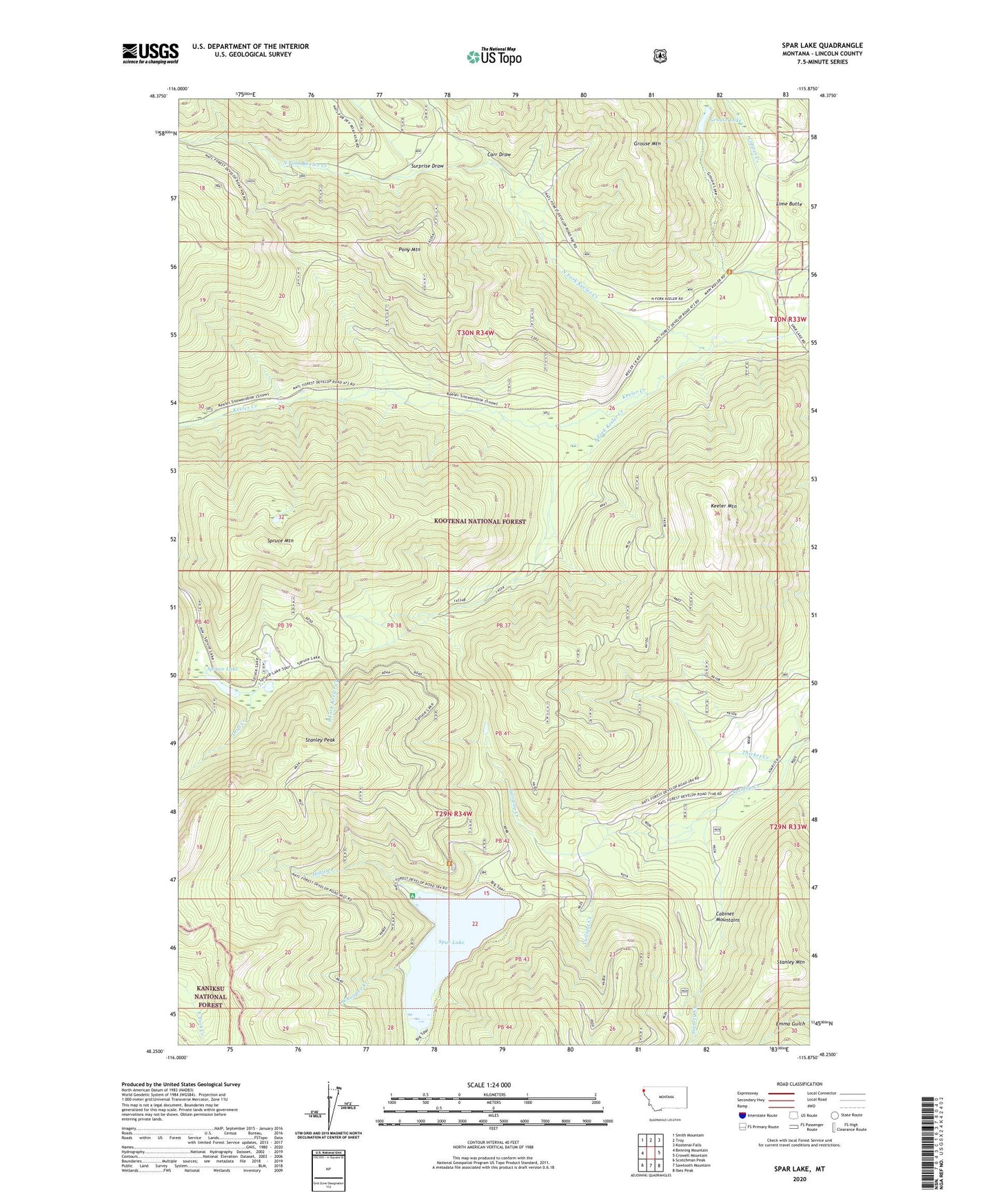 Spar Lake Montana US Topo Map Image