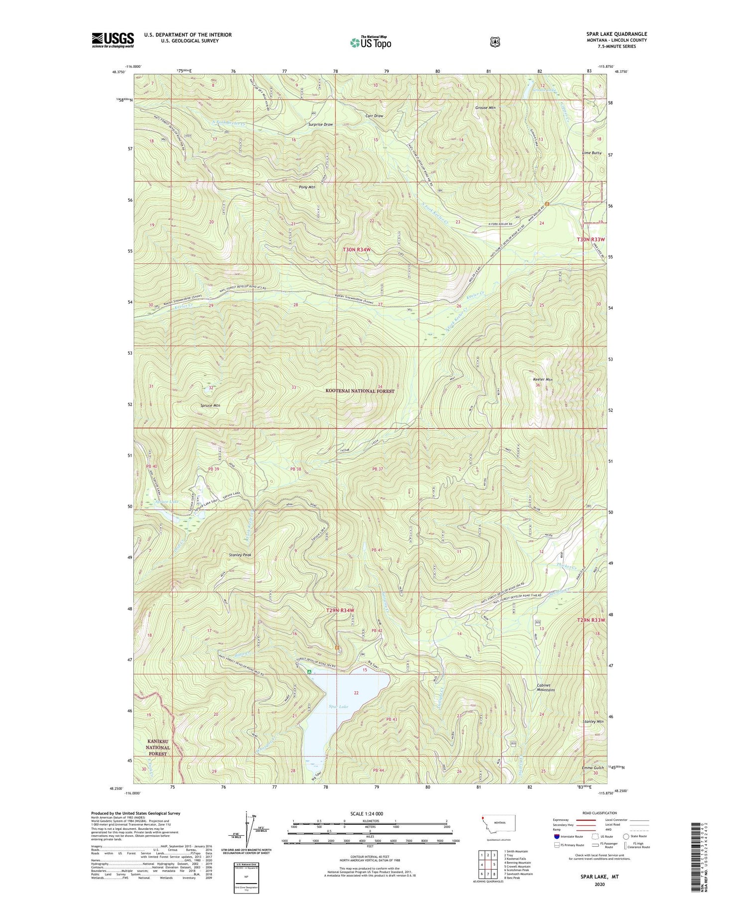 Spar Lake Montana US Topo Map Image