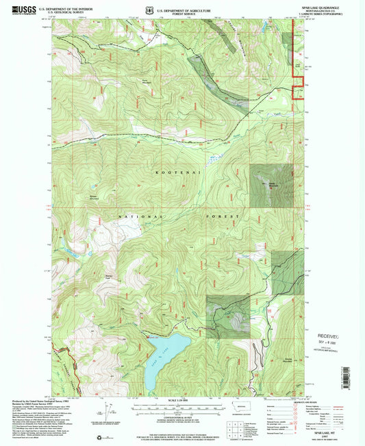 Classic USGS Spar Lake Montana 7.5'x7.5' Topo Map Image