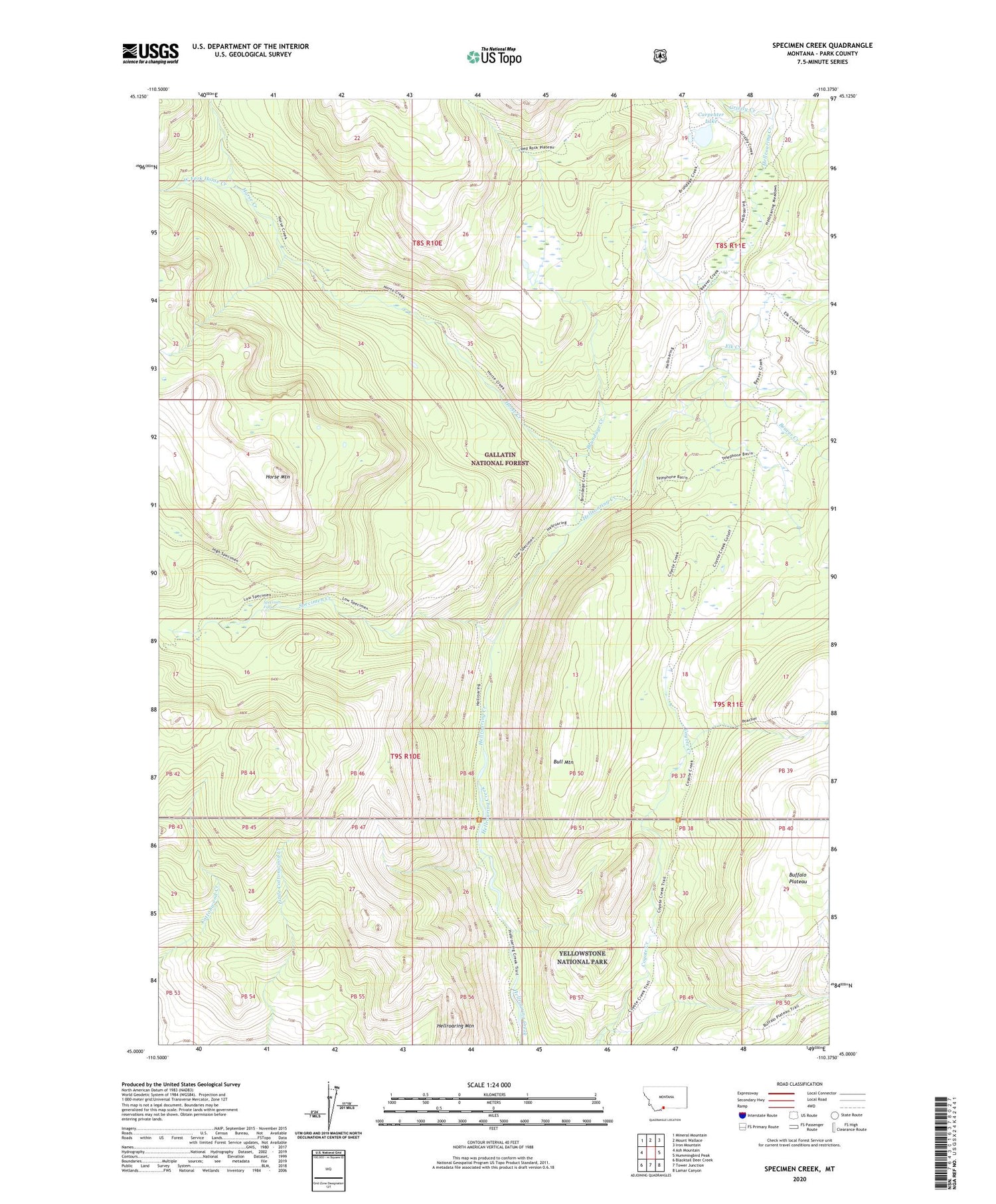 Specimen Creek Montana US Topo Map Image