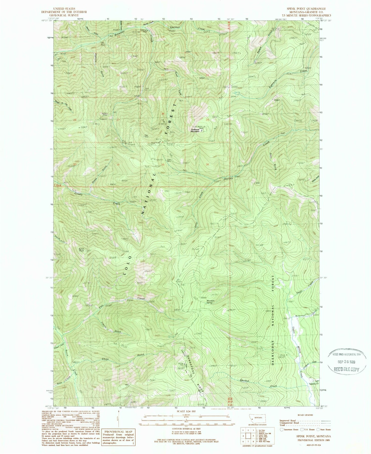 Classic USGS Spink Point Montana 7.5'x7.5' Topo Map Image